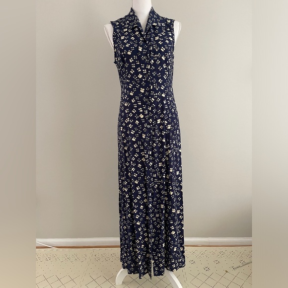 Ann Taylor Loft long abstract print‎ button down dress size 6 - Picture 1 of 7